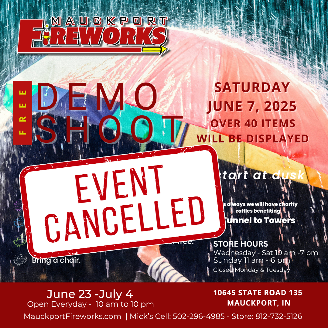 Mauckport Fireworks Demo Shoot Rained Out