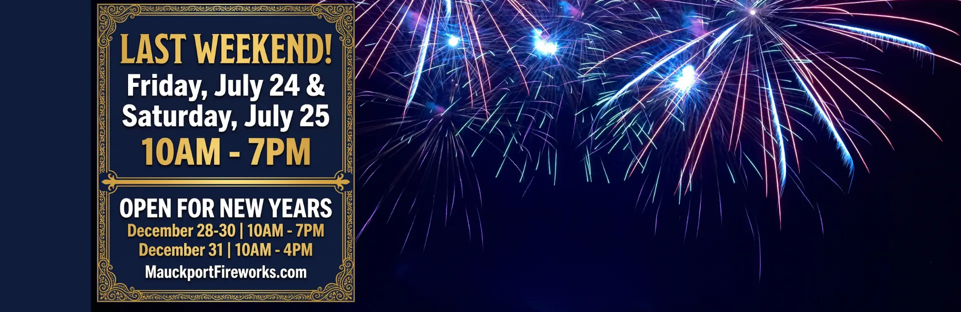 Last Weekend for fireworks at Mauckport Fireworks